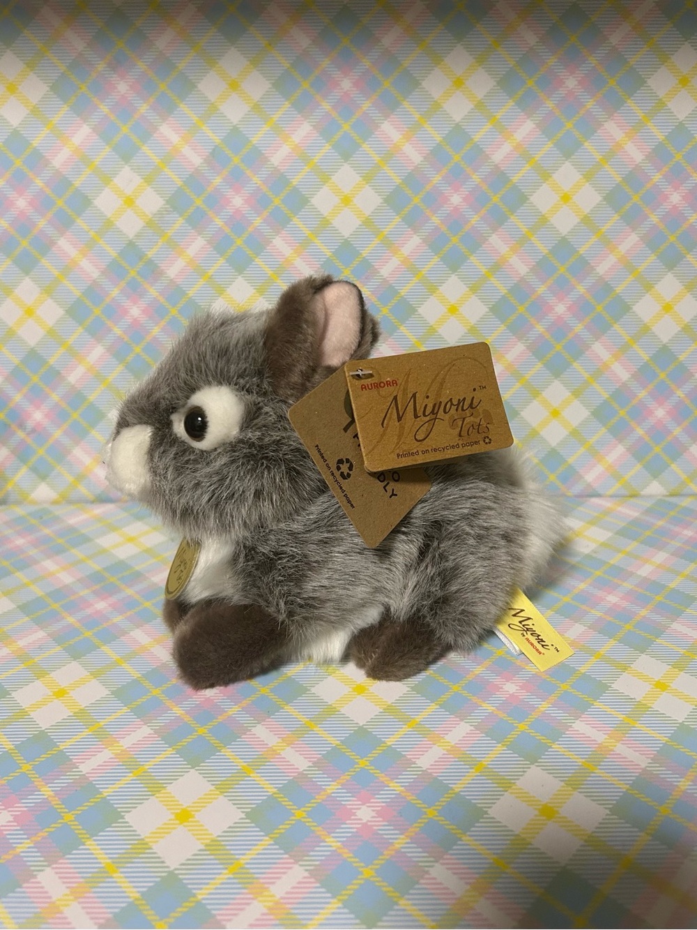 Gray Plush Bunny Toy for Small Pets